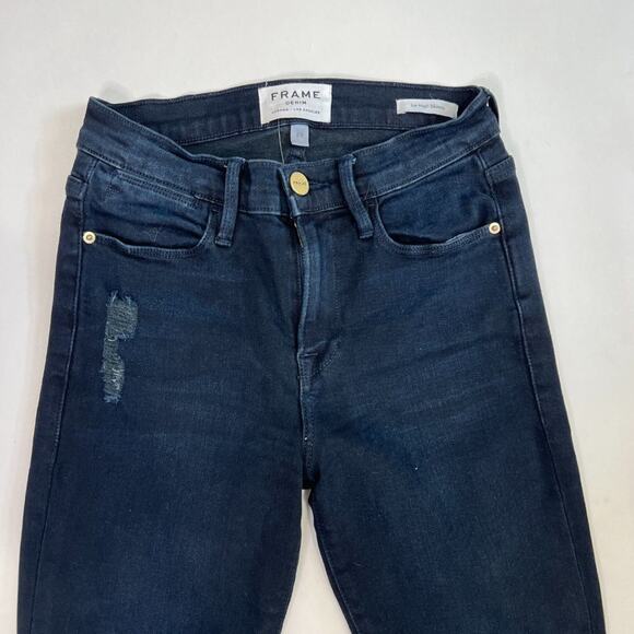 Frame Le High Distressed Skinny Jeans In Portofino Sz 25 - Picture 4 of 9